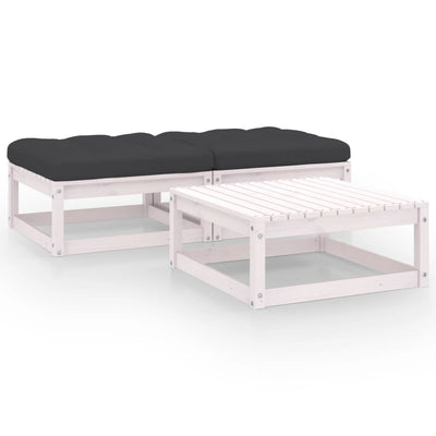 alt="3 Piece Garden Lounge Set with Cushions Solid Pinewood"