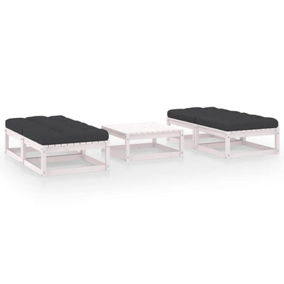 alt="5 Piece Garden Lounge Set with Cushions Solid Pinewood"