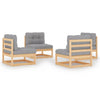 alt="4 Piece Garden Lounge Set with Cushions Solid Pinewood"