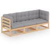 alt="3-Seater Garden Sofa with Cushions Solid Pinewood"