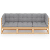 3-Seater Garden Sofa with Cushions Solid Pinewood