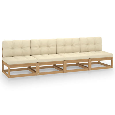 alt="4-Seater Garden Sofa with Cushions Solid Pinewood"