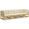 alt="4-Seater Garden Sofa with Cushions Solid Pinewood"