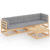 alt="5 Piece Garden Lounge Set with Cushions Solid Pinewood"