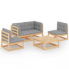 alt="5 Piece Garden Lounge Set with Cushions Solid Pinewood"