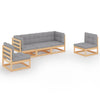 alt="5 Piece Garden Lounge Set with Cushions Solid Pinewood"