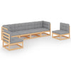 alt="6 Piece Garden Lounge Set with Cushions Solid Pinewood"