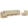 alt="6 Piece Garden Lounge Set with Cushions Solid Pinewood"