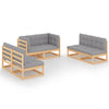 alt="6 Piece Garden Lounge Set with Cushions Solid Pinewood"
