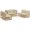 alt="6 Piece Garden Lounge Set with Cushions Solid Pinewood"