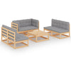 alt="7 Piece Garden Lounge Set with Cushions Solid Pinewood"