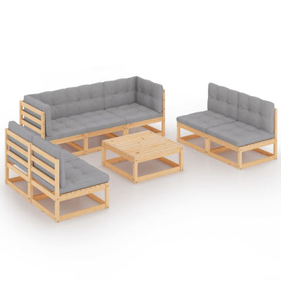 alt="8 Piece Garden Lounge Set with Cushions Solid Pinewood"