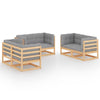 alt="6 Piece Garden Lounge Set with Cushions Solid Pinewood"