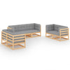 alt="7 Piece Garden Lounge Set with Cushions Solid Pinewood"