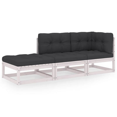 alt="3 Piece Garden Lounge Set with Cushions Solid Pinewood"
