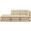 3 Piece Garden Lounge Set with Cushions Solid Pinewood