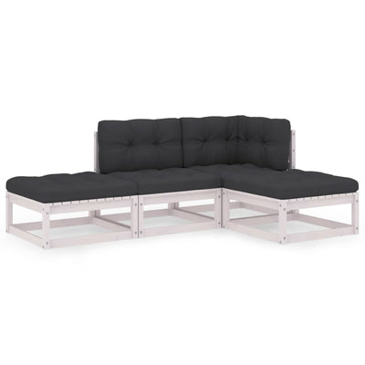 alt="4 Piece Garden Lounge Set with Cushions Solid Pinewood"