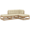 alt="4 Piece Garden Lounge Set with Cushions Solid Pinewood"