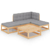 alt="5 Piece Garden Lounge Set with Cushions Solid Pinewood"