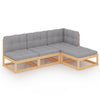 alt="4 Piece Garden Lounge Set with Cushions Solid Pinewood"