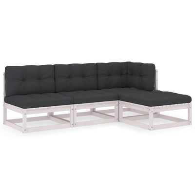 alt="4 Piece Garden Lounge Set with Cushions Solid Pinewood"
