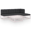 alt="5 Piece Garden Lounge Set with Cushions Solid Pinewood"