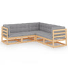 alt="5 Piece Garden Lounge Set with Cushions Solid Pinewood"