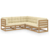 alt="5 Piece Garden Lounge Set with Cushions Solid Pinewood"