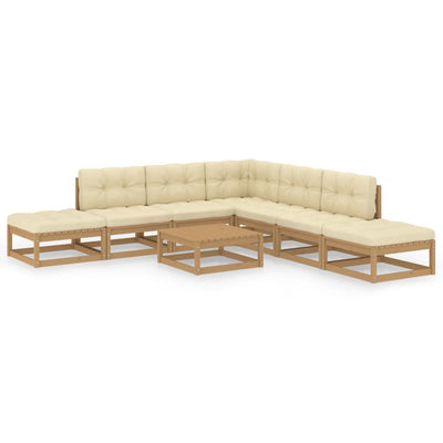 alt="8 Piece Garden Lounge Set with Cushions Solid Pinewood"