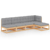 alt="5 Piece Garden Lounge Set with Cushions Solid Pinewood"