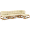 alt="5 Piece Garden Lounge Set with Cushions Solid Pinewood"