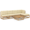 alt="6 Piece Garden Lounge Set with Cushions Solid Pinewood"