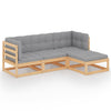alt="4 Piece Garden Lounge Set with Cushions Solid Pinewood"