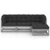 4 Piece Garden Lounge Set with Cushions Solid Pinewood