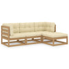 alt="4 Piece Garden Lounge Set with Cushions Solid Pinewood"