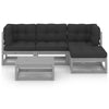 5 Piece Garden Lounge Set with Cushions Solid Pinewood