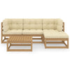 5 Piece Garden Lounge Set with Cushions Solid Pinewood
