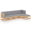 alt="5 Piece Garden Lounge Set with Cushions Solid Pinewood"