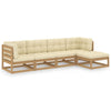 alt="5 Piece Garden Lounge Set with Cushions Solid Pinewood"