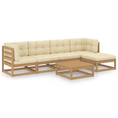 alt="6 Piece Garden Lounge Set with Cushions Solid Pinewood"