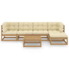 6 Piece Garden Lounge Set with Cushions Solid Pinewood