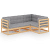 alt="4 Piece Garden Lounge Set with Cushions Solid Pinewood"