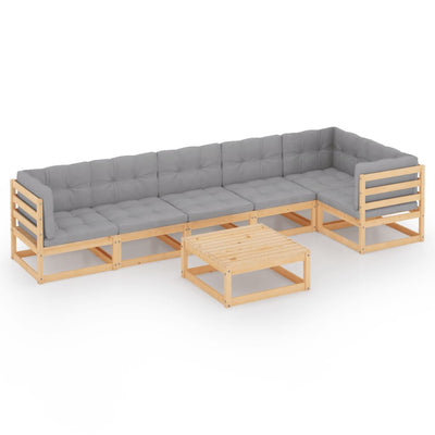 alt="7 Piece Garden Lounge Set with Cushions Solid Pinewood"
