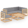 alt="6 Piece Garden Lounge Set with Cushions Solid Pinewood"
