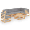 alt="7 Piece Garden Lounge Set with Cushions Solid Pinewood"
