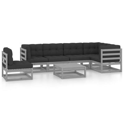 alt="7 Piece Garden Lounge Set with Cushions Solid Pinewood"