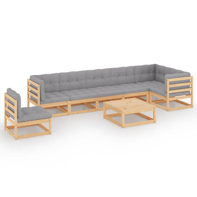 alt="8 Piece Garden Lounge Set with Cushions Solid Pinewood"