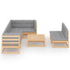 8 Piece Garden Lounge Set with Cushions Solid Pinewood
