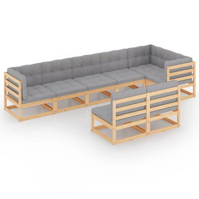 alt="8 Piece Garden Lounge Set with Cushions Solid Pinewood"