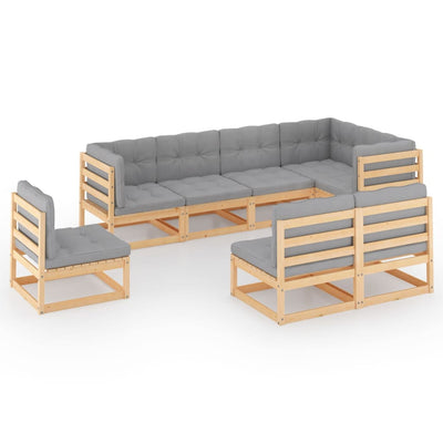 alt="8 Piece Garden Lounge Set with Cushions Solid Pinewood"